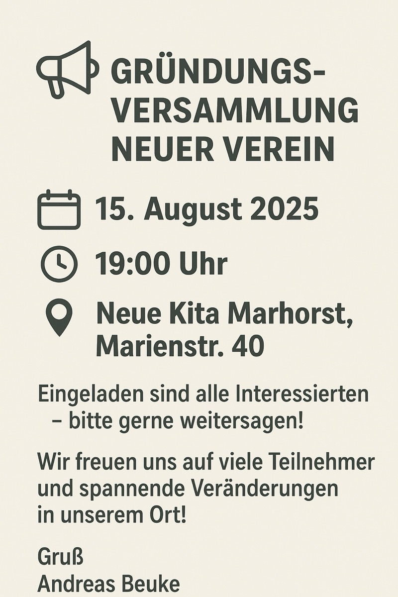 Einladung zur Gründungsversammlung DGV Marhorst